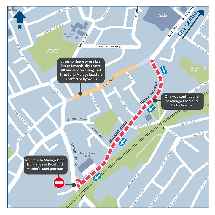 Temporary road changes in Bedminster and Southville